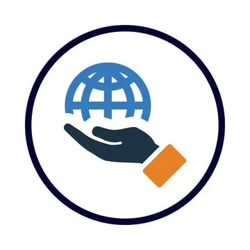 Globe, hand, world, net, globe on hand icon Stock Illustration
