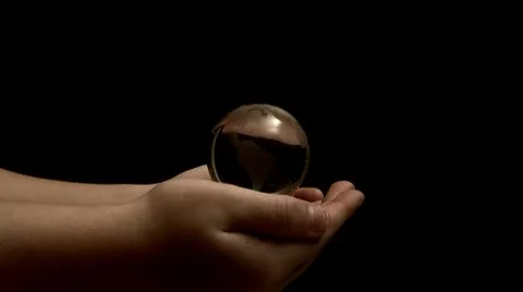 Globe in the hands of a child character in the world. Stock Footage 8970573