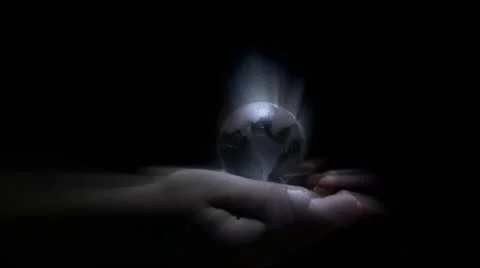 Globe in the hands of a child character in the world. Video stock 8970621