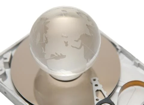 Globe on a hard disk Foto stock