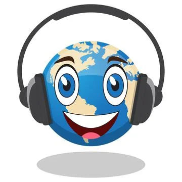 Globe on headphones. Stock Illustration