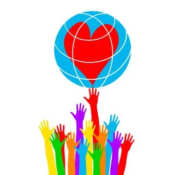 Globe with heart icon. Illustrazione stock