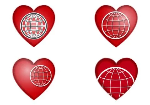 The globe in the heart Stock Illustration