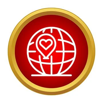 Globe with heart location pin representing global charity イラスト素材