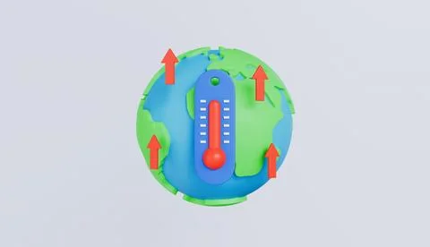 Globe with heat temperature thermometer, global temperature rising Stock Illustration