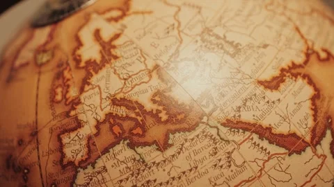 Globe with highlighted continents and oceans for educational purposes. Stock Footage 326419785