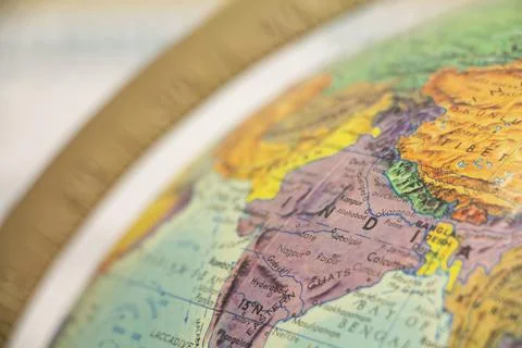 A globe highlighting India Foto stock