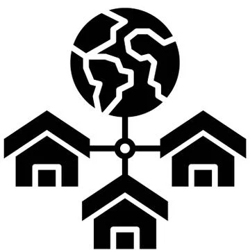 Globe with houses, global connection vector illustration Stock Illustration