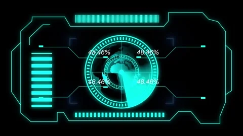 Globe HUD planet earth map icon animation Isolated on Black Background Stock Footage 321197743