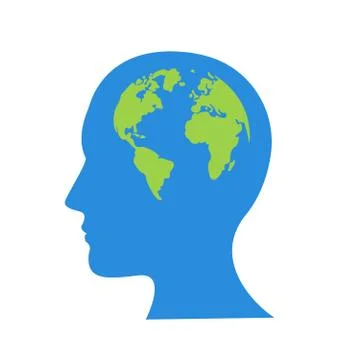 Globe in human head icon. Cartoon illustration of globe in human head vector Stock Illustration