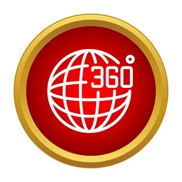 Globe icon with 360 degree rotation symbol Stock Illustration