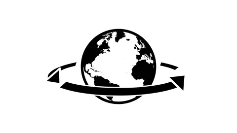Globe Icon 360. Earth rotating 360 degrees. Parallels and Meridians. Seamless Stock Footage 97740630