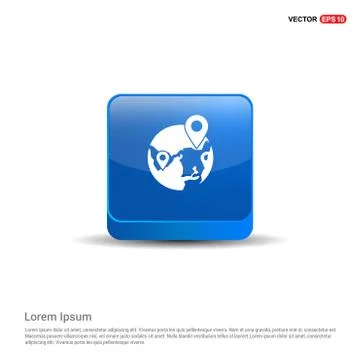 Globe icon - 3d Blue Button Stock Illustration