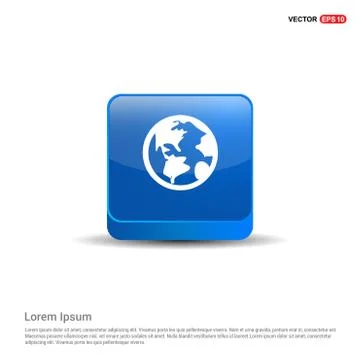 Globe Icon - 3d Blue Button Stock Illustration