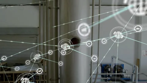 Globe icon appearing before processing column starting lines linking nodes Stock Footage 320287068