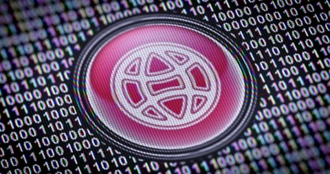 Globe icon. Binary code ( array of bits ) in the screen. Looping footage Stock Footage 111174494