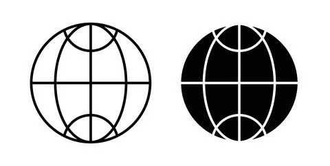 Globe icon in black and white. vector icon pack for websites 库存插图