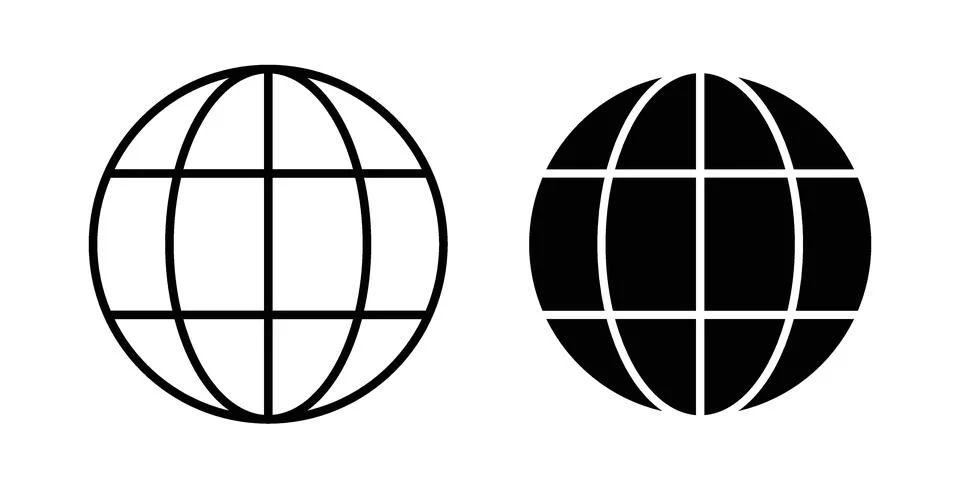 Globe icon black vector isolated on white Stock-Illustration
