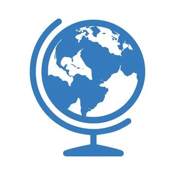 Globe icon. Blue color vector. Stock Illustration