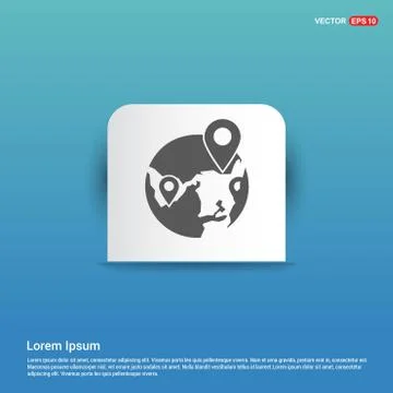 Globe icon - Blue Sticker button Stock Illustration