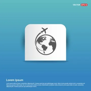 Globe icon - Blue Sticker button Stock Illustration