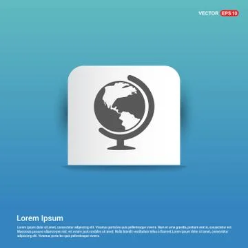 Globe Icon - Blue Sticker button Stock Illustration