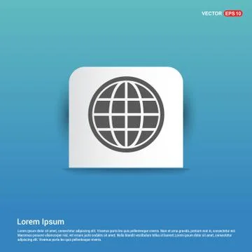 Globe icon - Blue Sticker button Stock Illustration