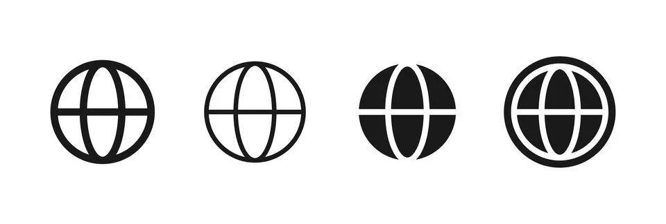 Globe icon. Clean world grid vector for web and internet navigation symbol... Stockillustratie