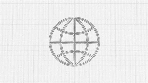 Globe icon with color drawing effect. Doodle animation. 4K Stockbeeldmateriaal 185637483