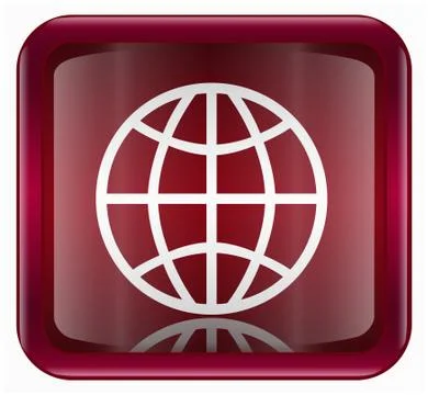 Globe icon dark red, isolated on white background Illustrazione stock