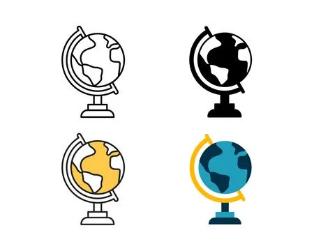 Globe icon design vector design in 4 style line, glyph, duotone, and flat. Stock Illustration