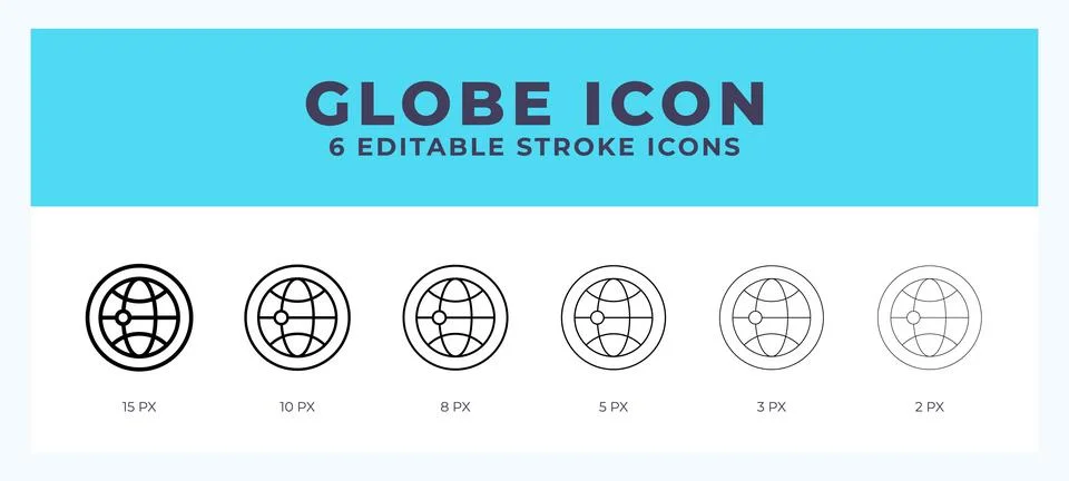 Globe icon with different stroke. Vector illustration. Illustrazione stock