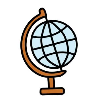 Globe icon in doodle design isolated on white background. Stock Illustration