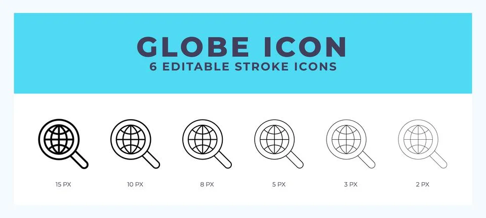 Globe icon with editable stroke. Outline icon vector illustration. 스톡 일러스트