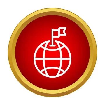 Globe icon with flag marking global location 스톡 일러스트