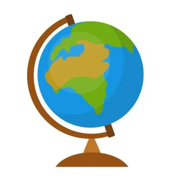 Globe icon, flat, cartoon style. Isolated on white background. Vector illustr Stock Illustration