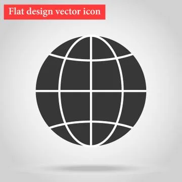 Globe icon flat design. a symbol of the web globe. vector illust Stock Illustration