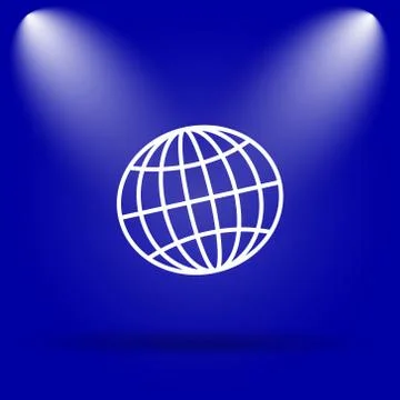 Globe icon. Flat icon on blue background.. イラスト素材