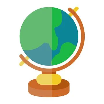 Globe icon in Flat Style. Color Fill. Isolated on White Background Stock Illustration
