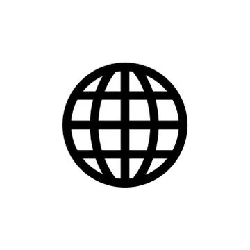 Globe Icon In Flat Style Vector For App, UI, Websites. Black Icon Vector Illu Stock Illustration