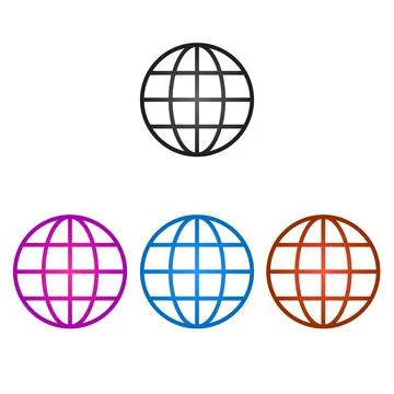 Globe icon flat on white background. Vector Illustration Stock Illustration