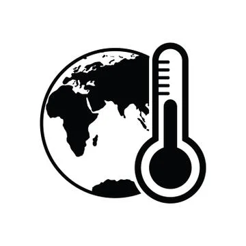 Globe icon Global temperature - black vector icon with shadow Stock Illustration
