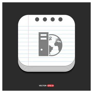 Globe icon Gray icon on Notepad Style template Vector EPS 10 Free Icon Illustrazione stock