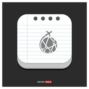 Globe icon Gray icon on Notepad Style template Vector EPS 10 Free Icon Stock Illustration