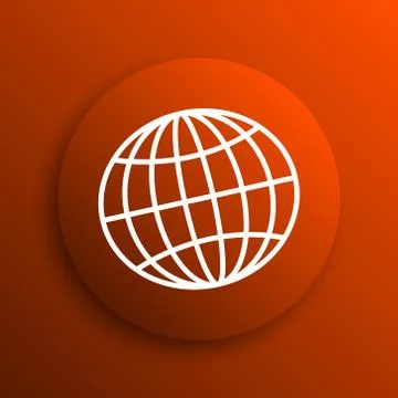 Globe icon. Internet button on orange background. Stockillustratie