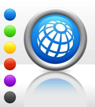 Globe Icon on Internet Button Stock Photos