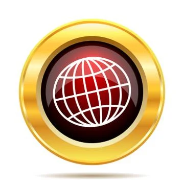 Globe icon. Internet button on white background.. Illustrazione stock