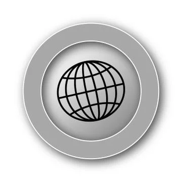 Globe icon. Internet button on white background.. Illustrazione stock