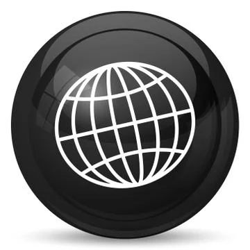 Globe icon. Internet button on white background.. Illustrazione stock