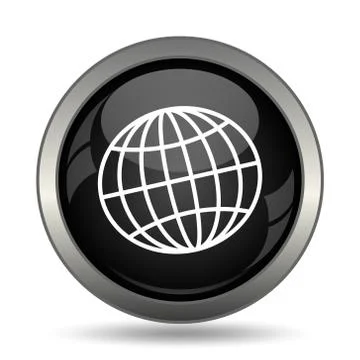 Globe icon. Internet button on white background. . 스톡 일러스트